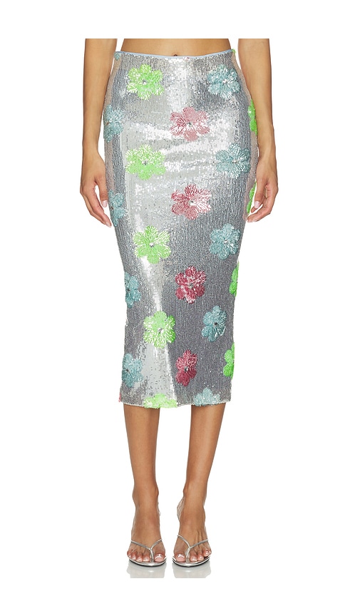 Le Superbe Moderne Maui Liza Skirt in Metallic Silver. L. Also in