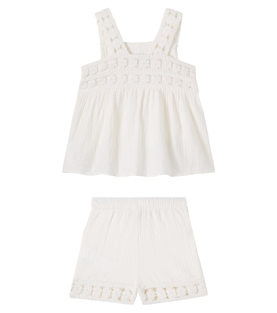 Nouki crochet cotton top and shorts