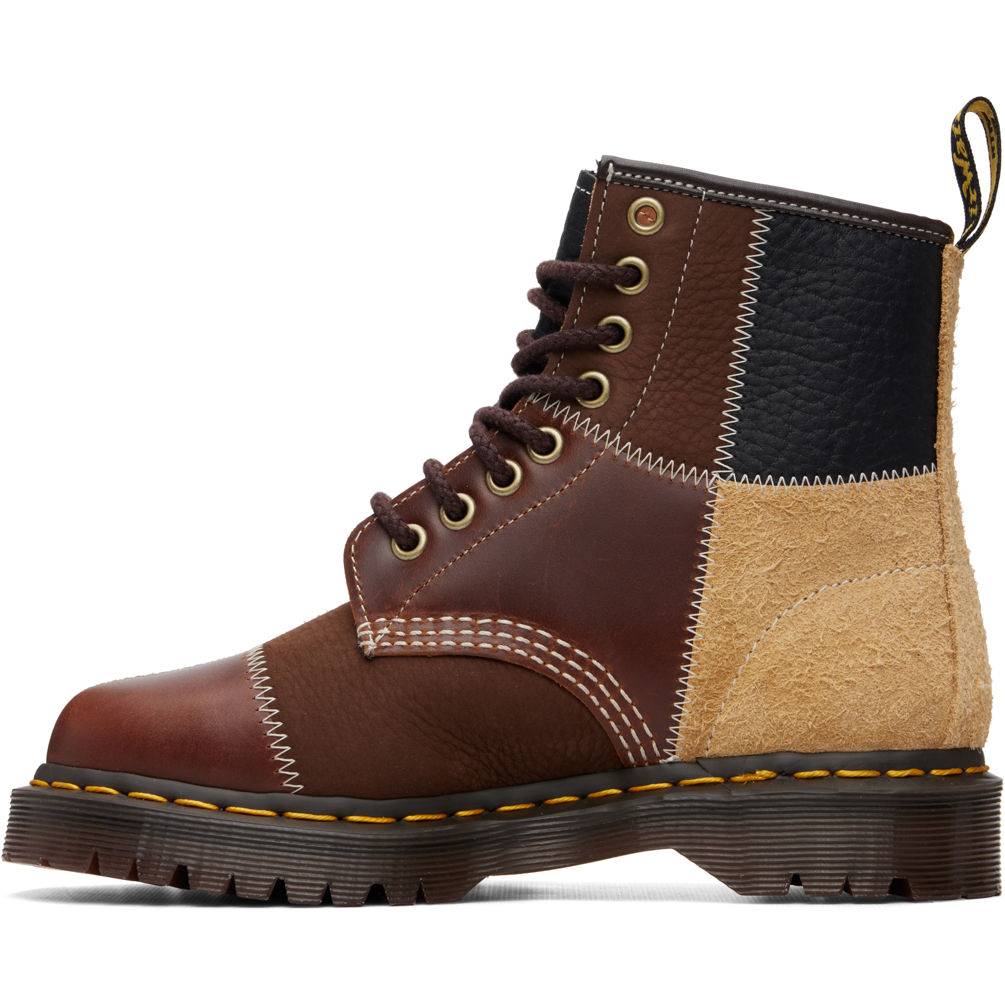Brown & Beige 1460 Patchwork 8 Eye Lace Up Boots