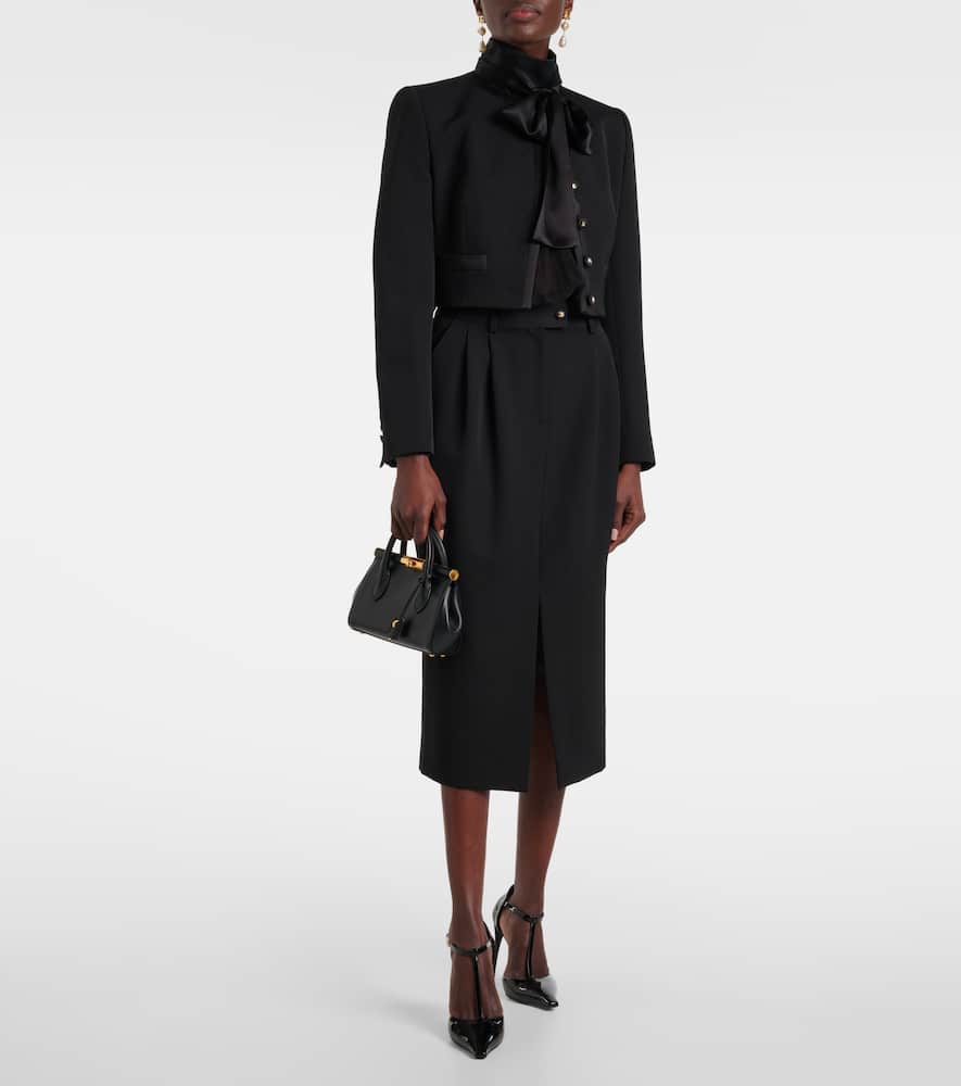 Virgin wool midi skirt