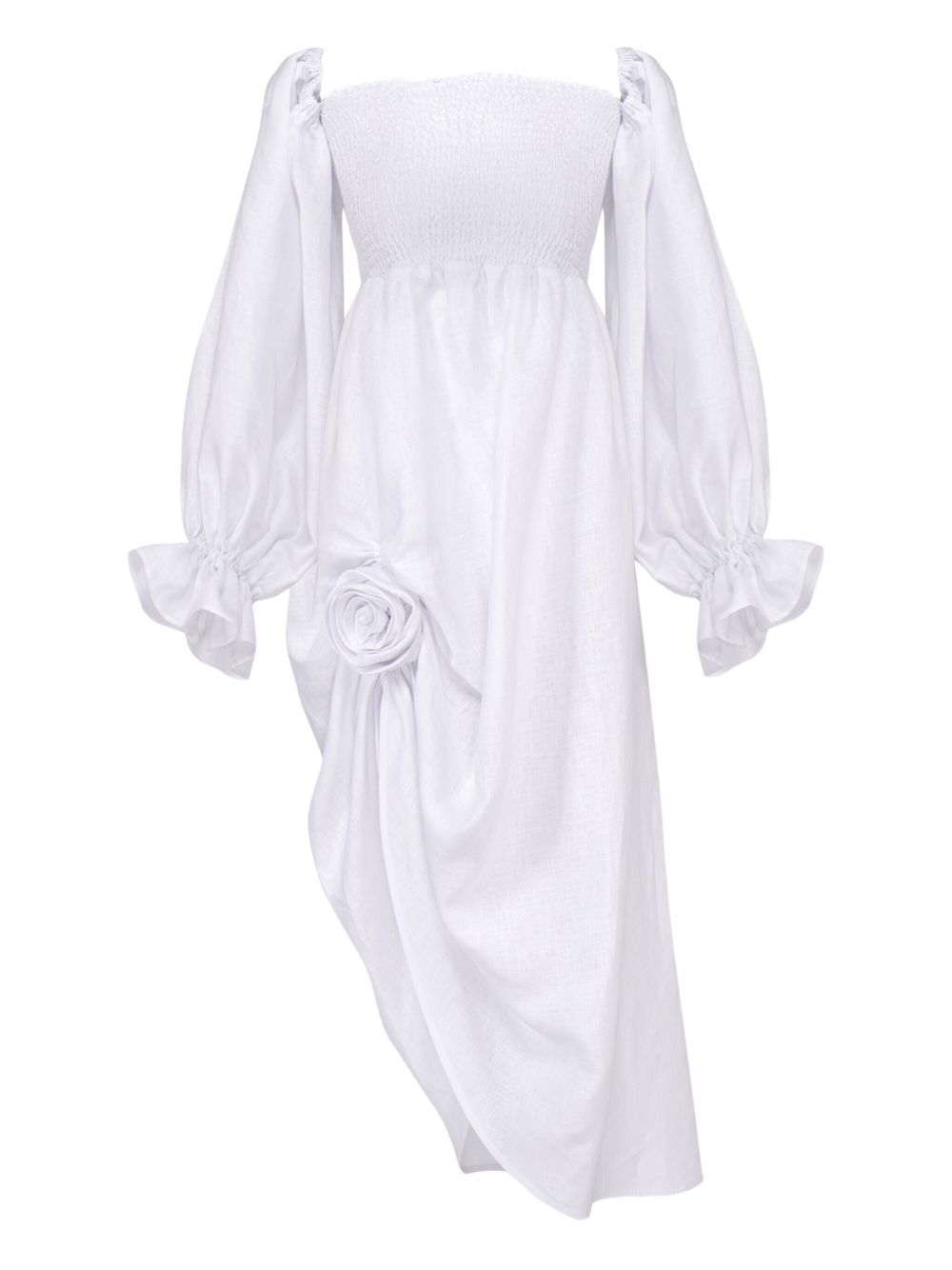 Atlanta smocked off-shoulder dress - White