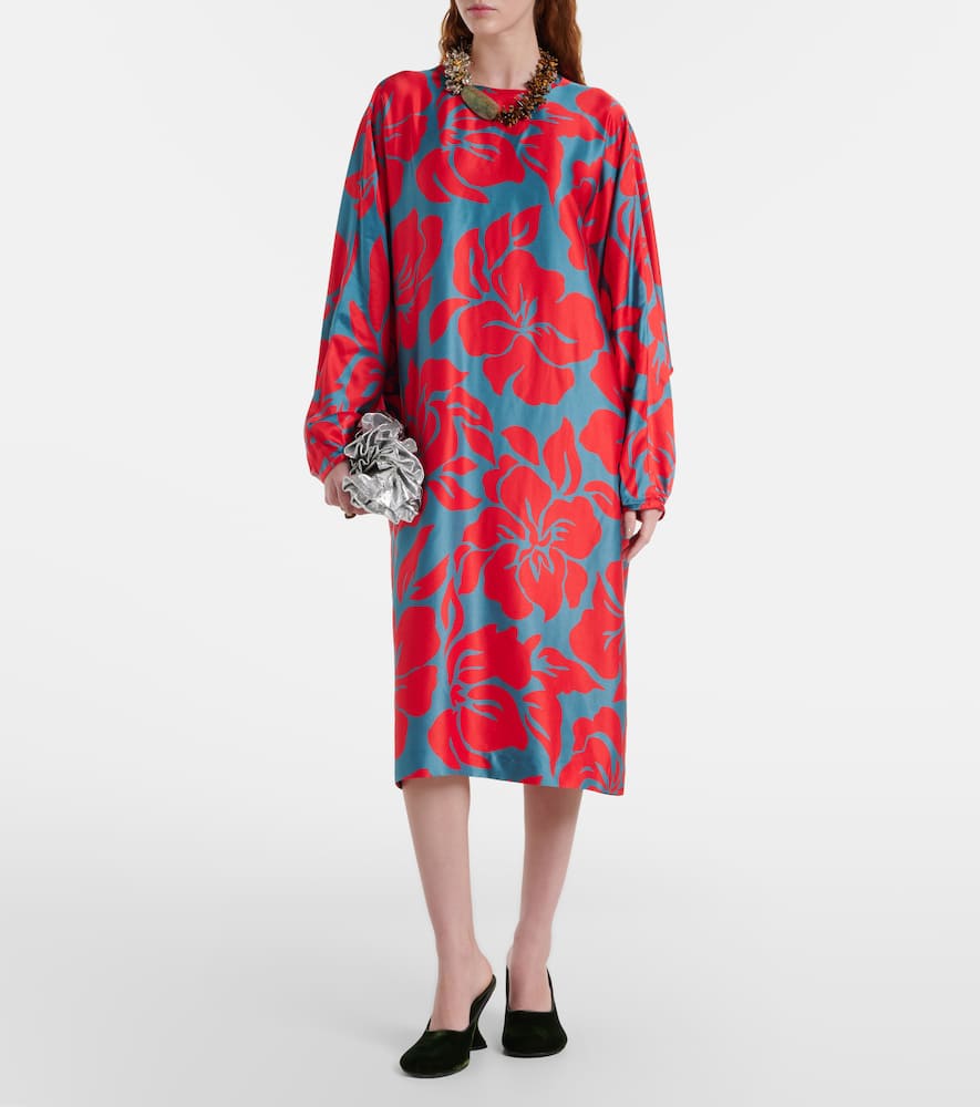 Floral satin midi dress