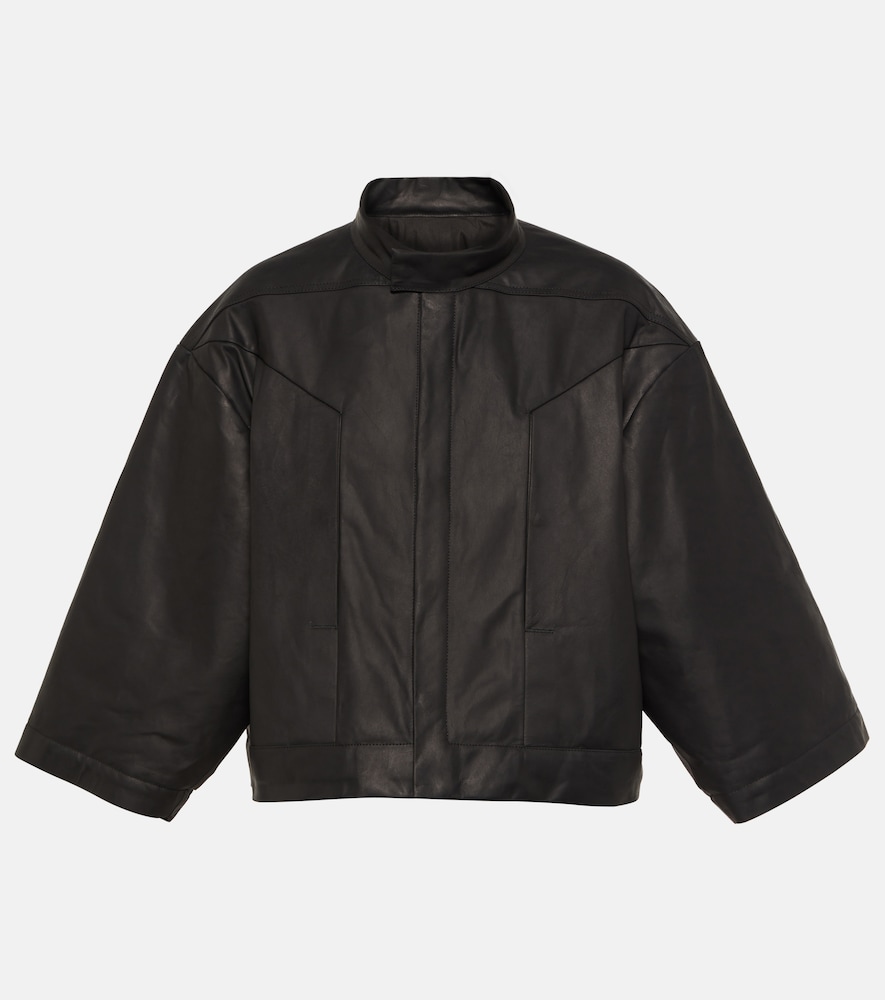Cropped leather jacket