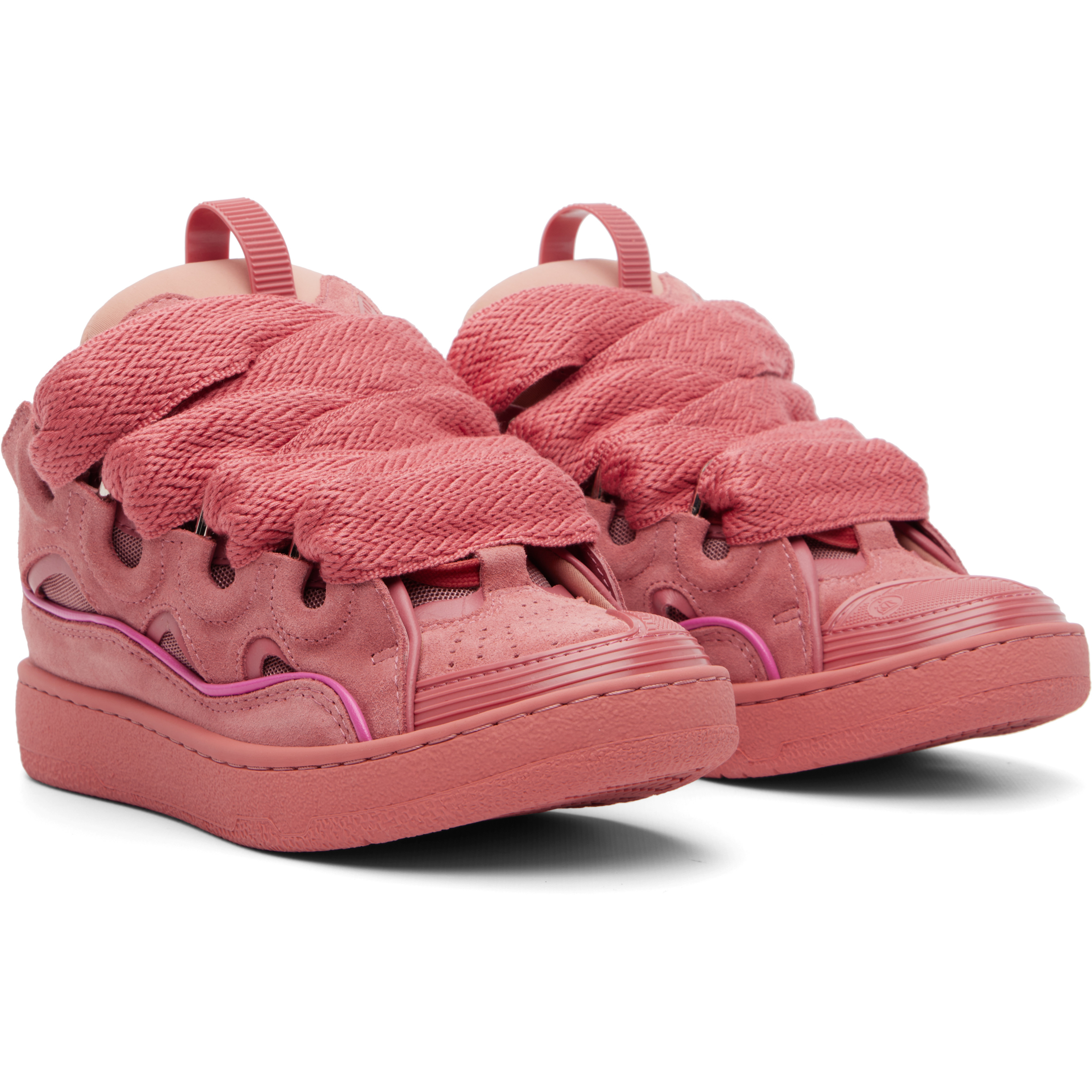Pink Monochrome Suede Curb Sneakers