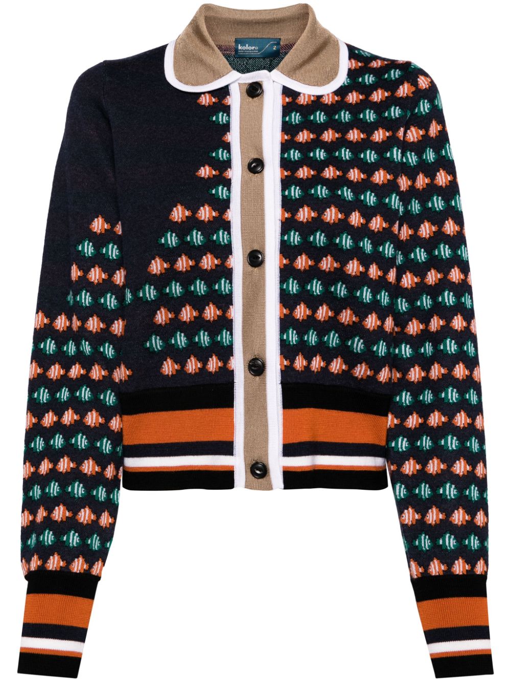 Fish pattern cardigan - Blue