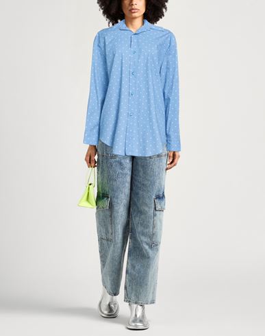 Woman Shirt Azure Size 2 Cotton