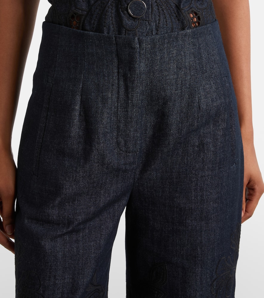 Osborne cotton chambray wide-leg pants