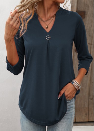 Modlily Wine Red Lightweight Circular Ring T Shirt