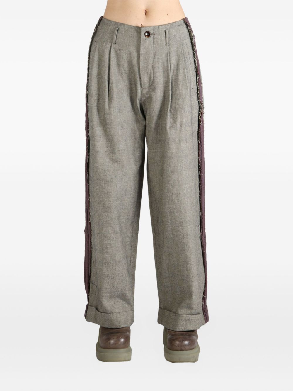 COMMUNS frayed-trim trousers - Grey