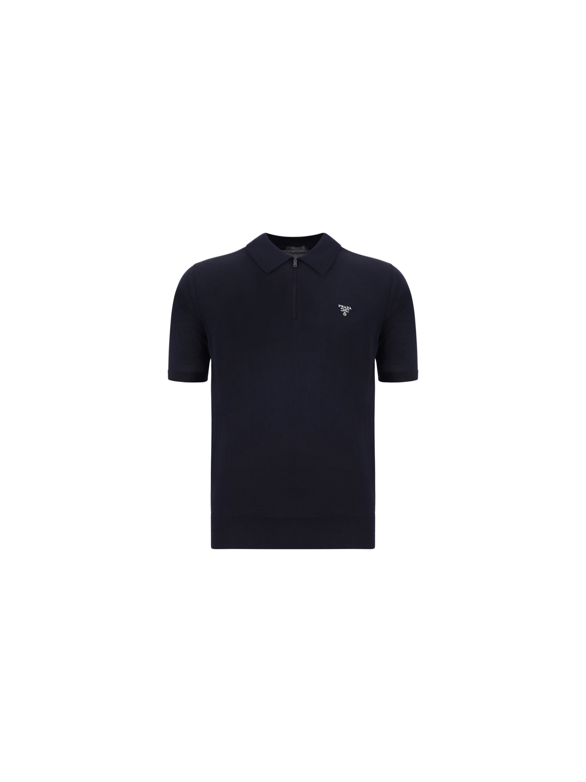 Virgin Wool Fleece Polo Shirt — Black