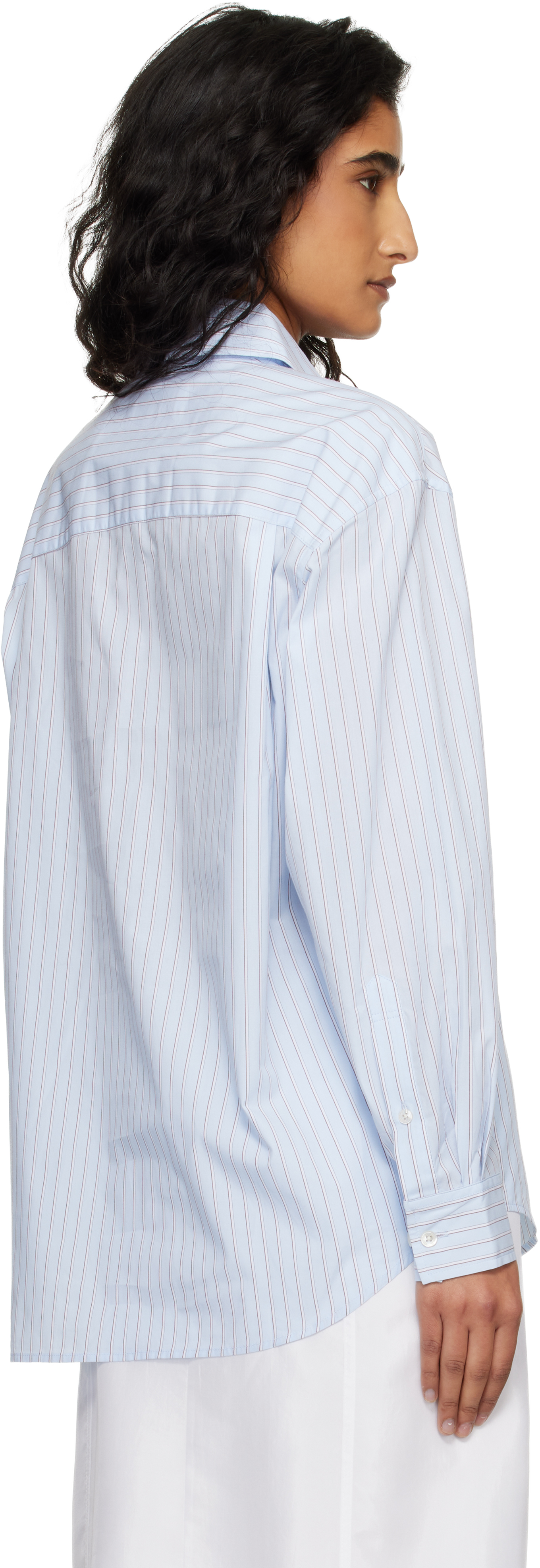 Blue Oversized Striped Shirt