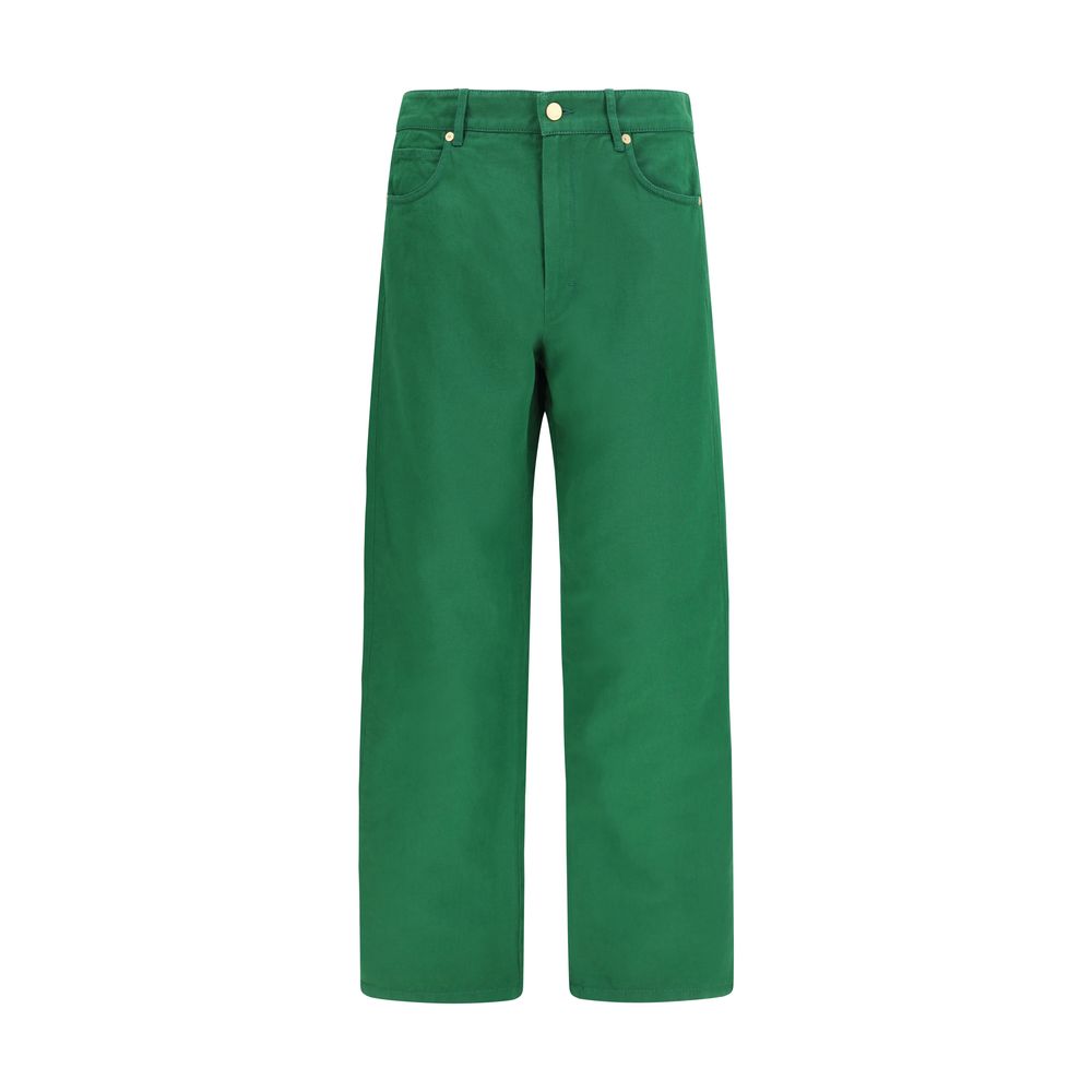 Cotton-Linen Blend Trousers — Green