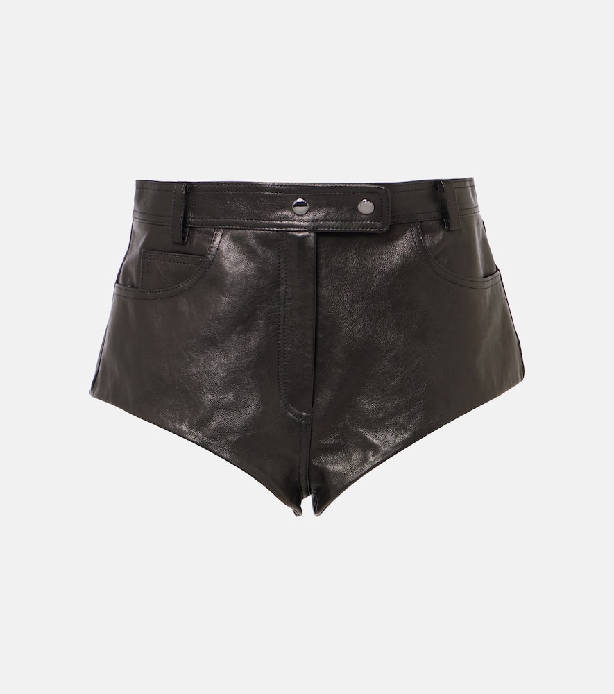 High-rise leather shorts
