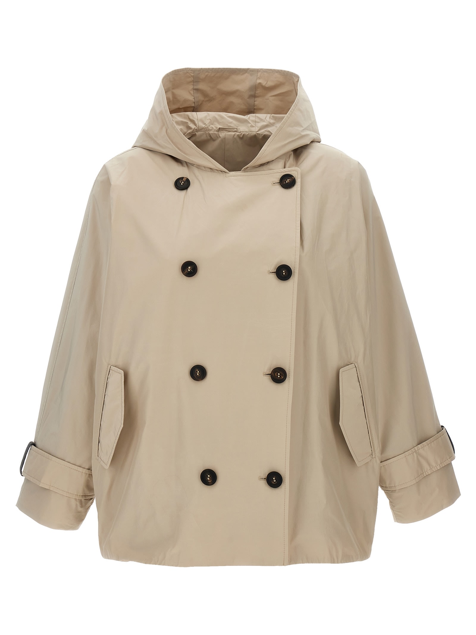 Taffeta parka coat - Brown