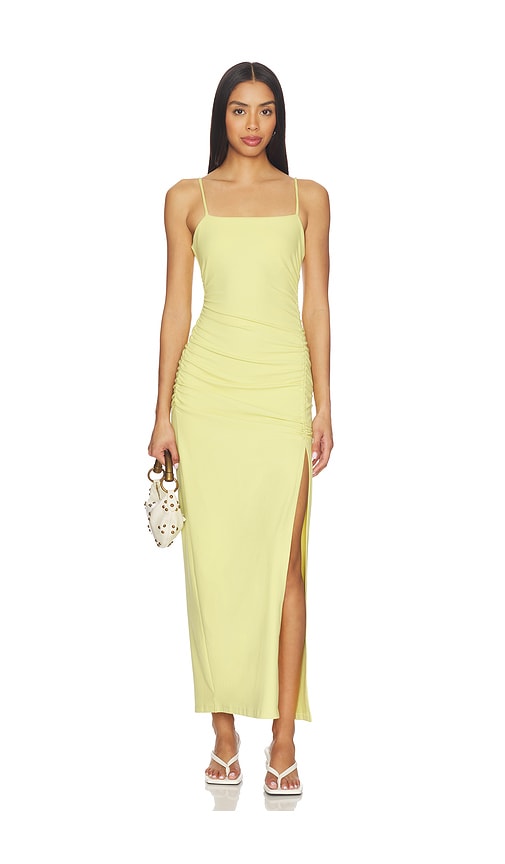 Susana Monaco String Gathered Slit Dress in Lemon. - L also in M, S