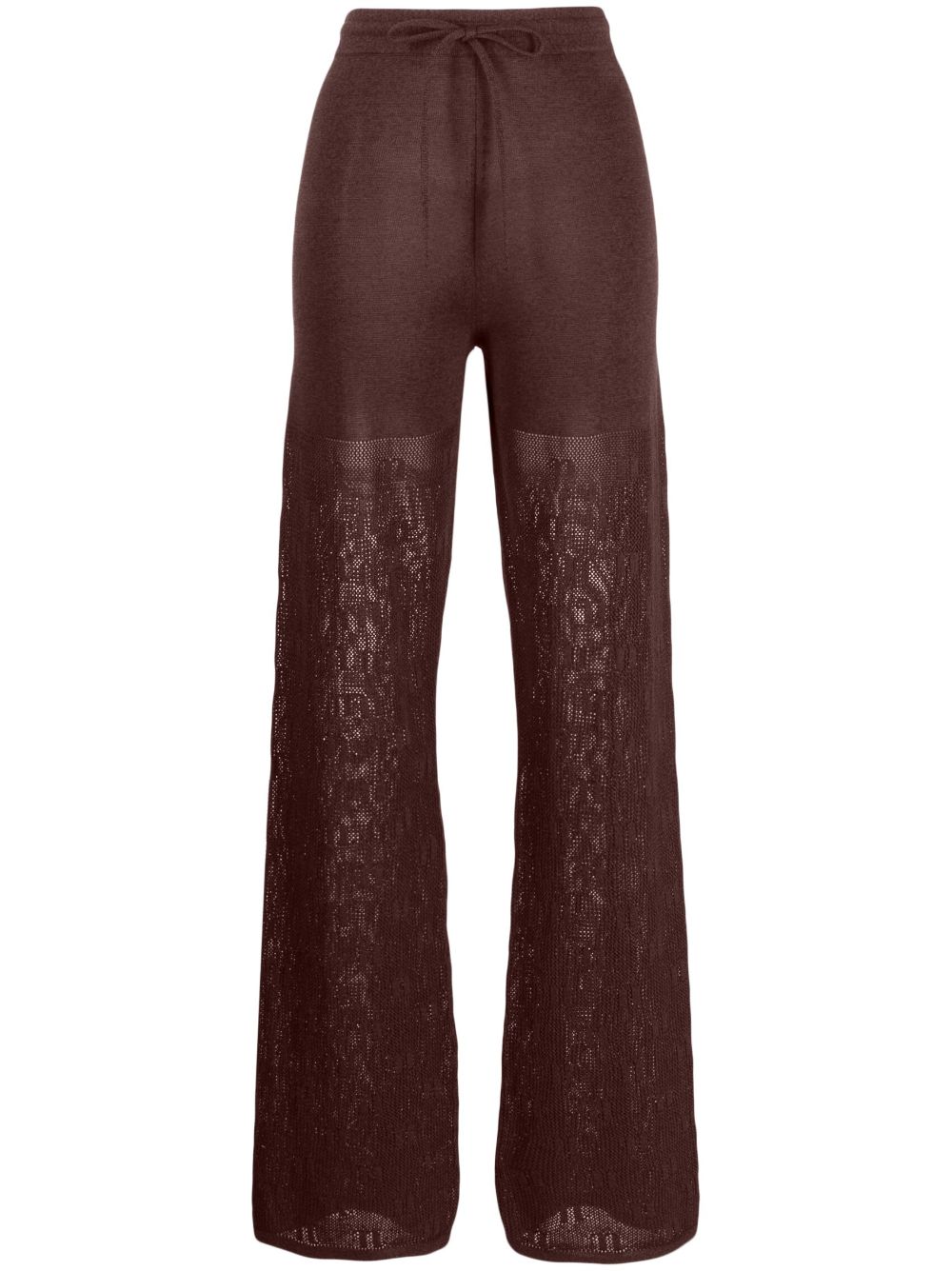Logo-knit crochet trousers - Brown