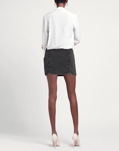 Woman Mini skirt Charcoal Size M Cotton, Elastane