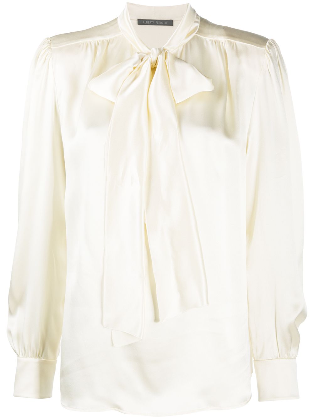 Pussy-bow tie silk blouse - White