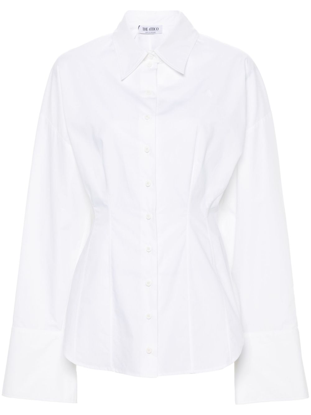 Fitted waistline classic collar shirt - White