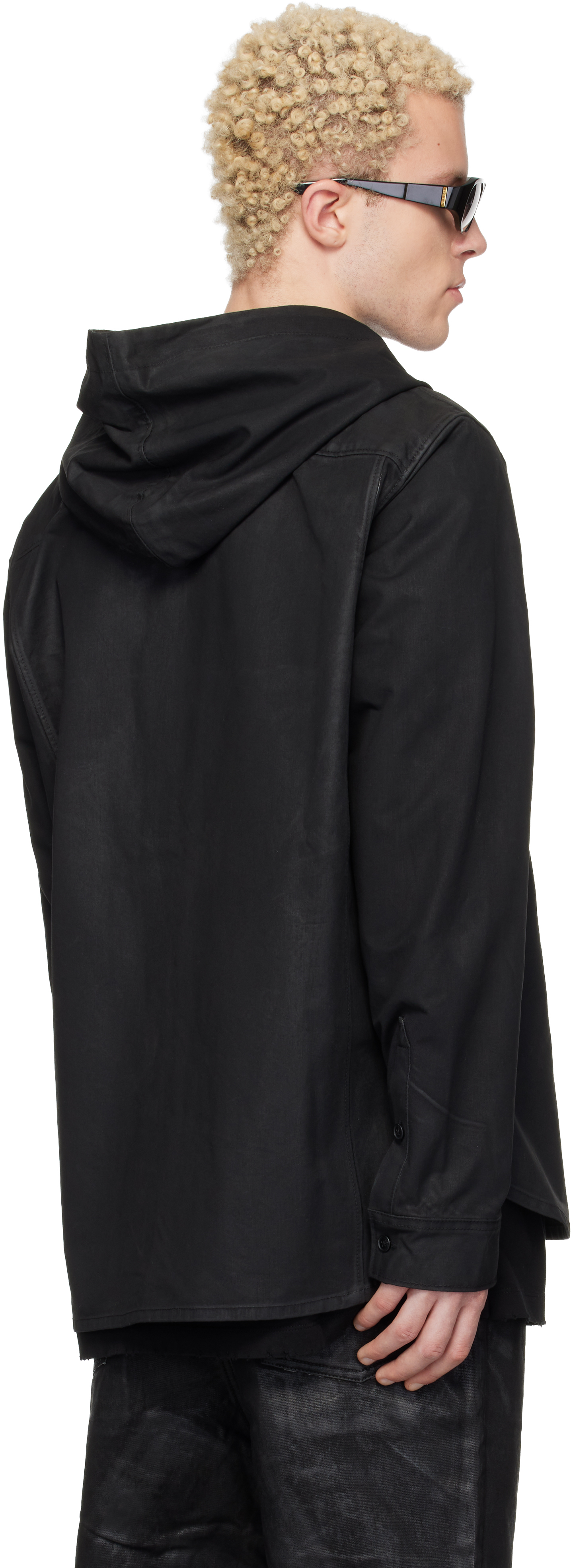 Black Waxed Hooded Shirt