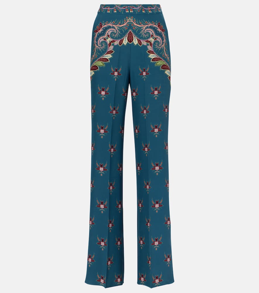 Floral printed silk flared pants