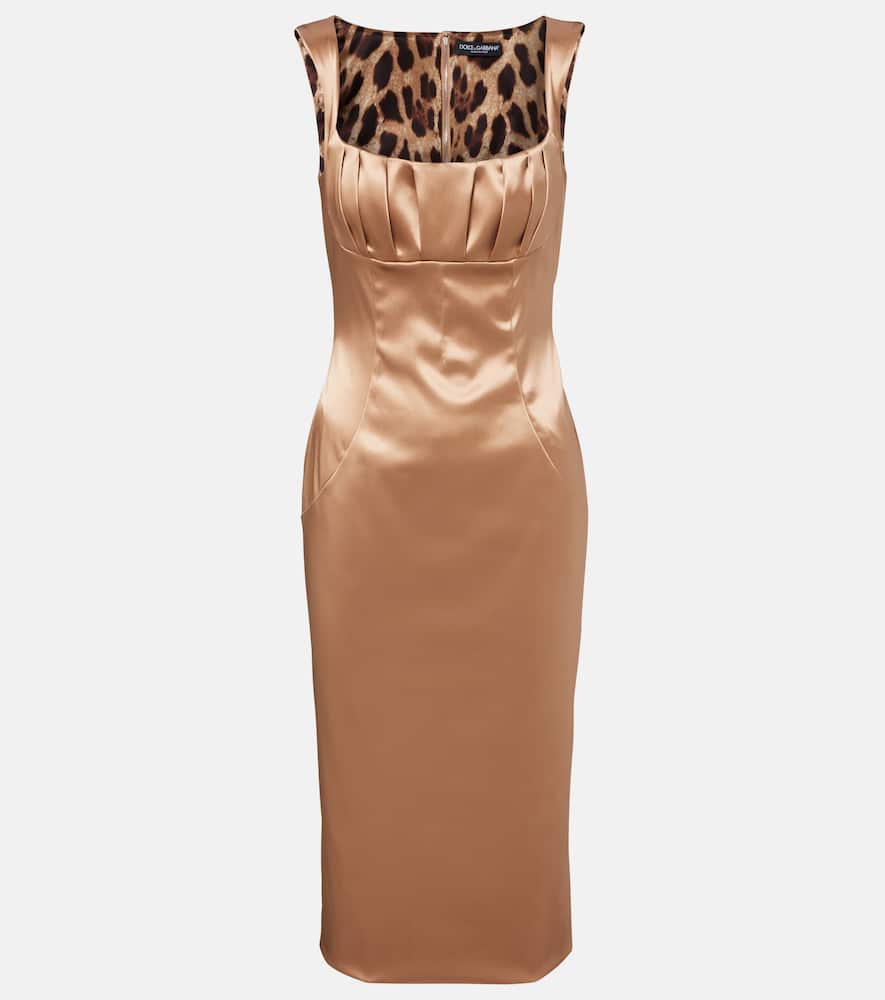 Pleated satin midi dress