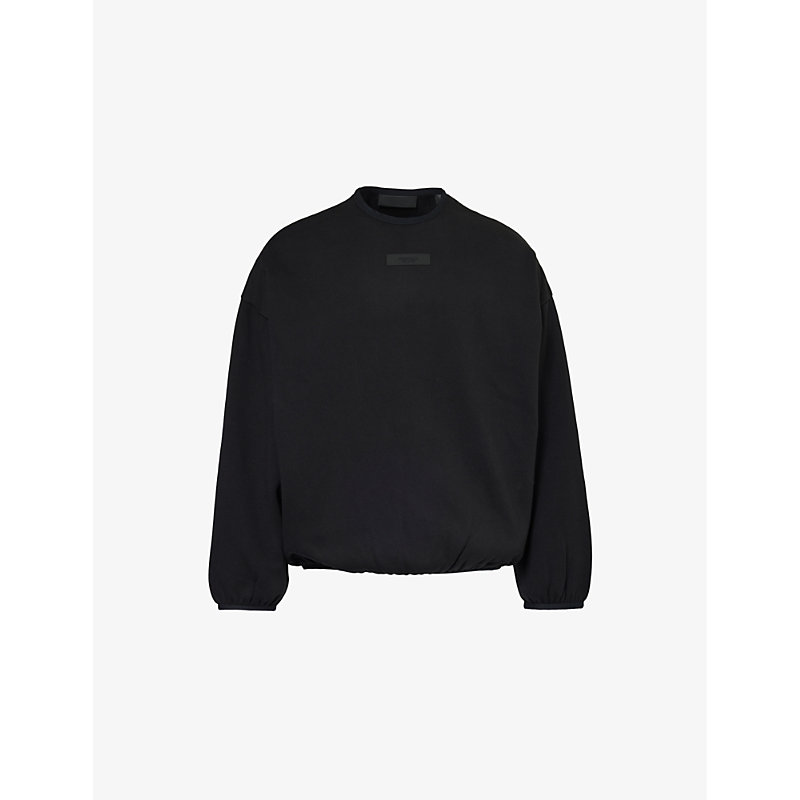 Mens Black Essentials Brand-patch Cotton-blend Sweatshirt S