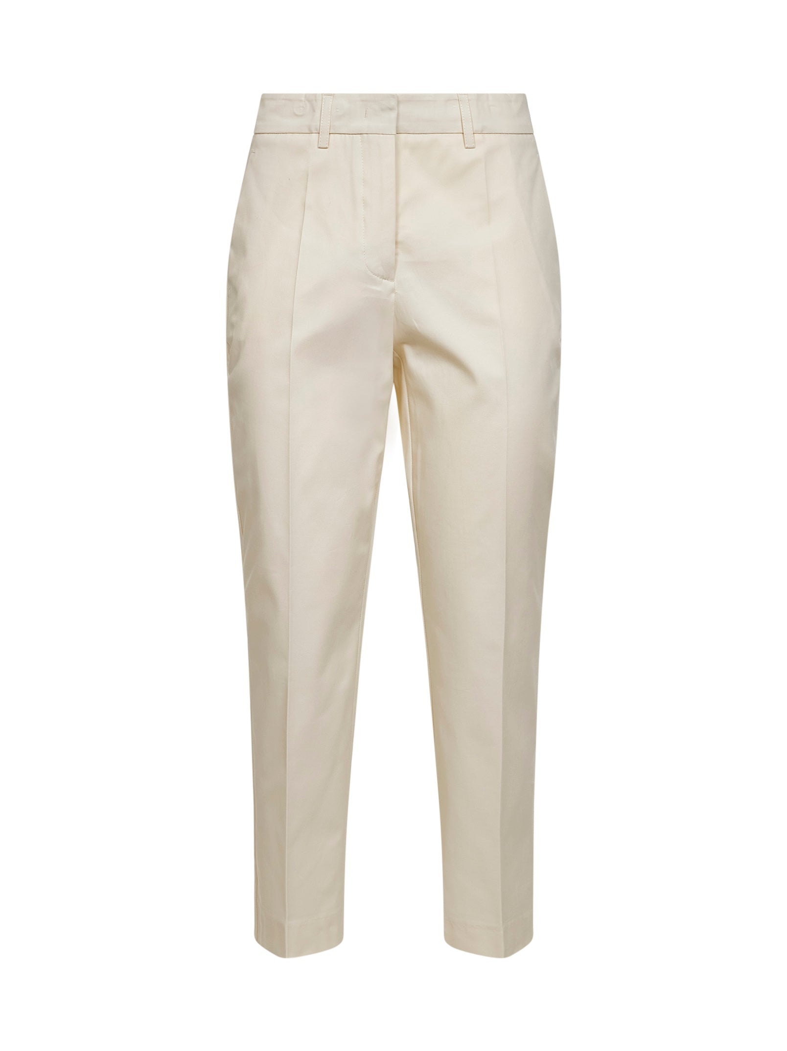 Stretch Cotton Chino Trousers — Ivory