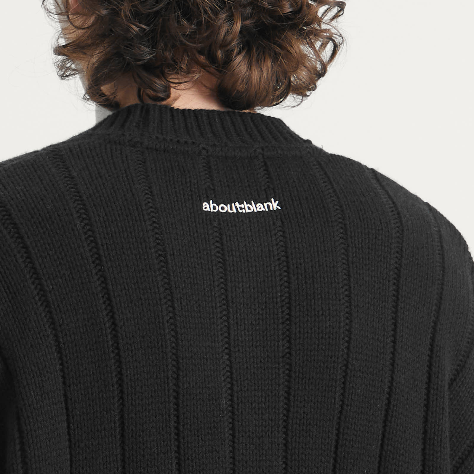 Men's Large Rib Knit Crew Black