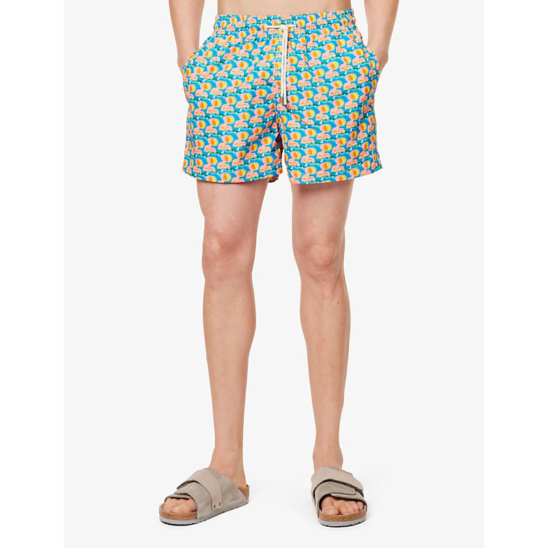 Arrels Barcelona 남성 Mens Blue Sunbathing Rob Wilson Printed Swim Shorts M 75521555