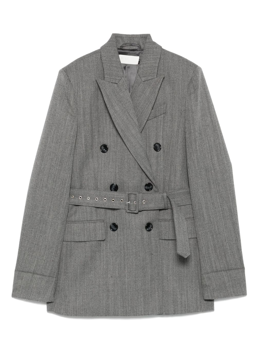 Belted double-breasted blazer - Grey