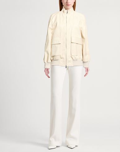 Woman Jacket Cream Size 6 Polyurethane, Polyester, Cotton
