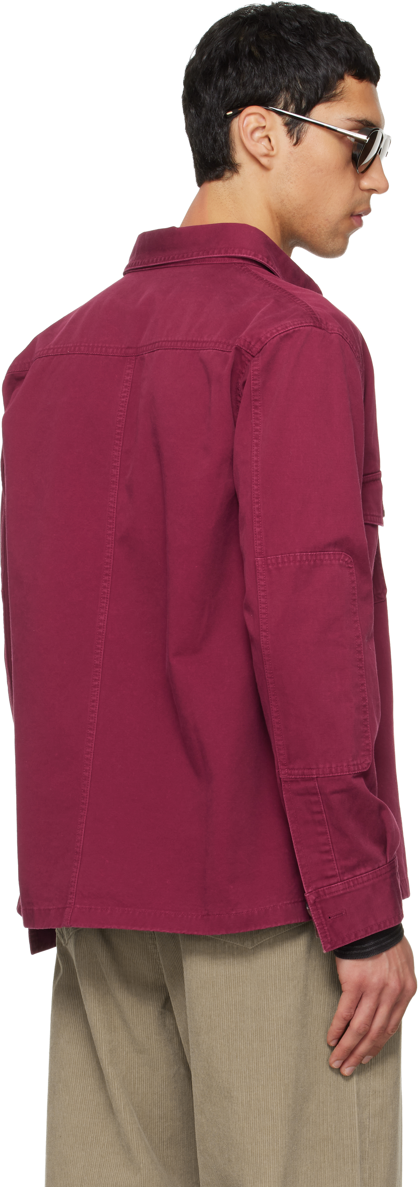 Red Washed Cotton Twill Overshirt