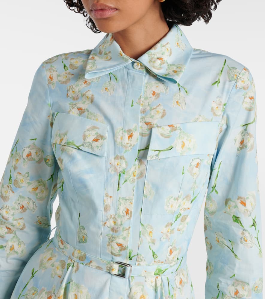 Floral cotton poplin shirt dress