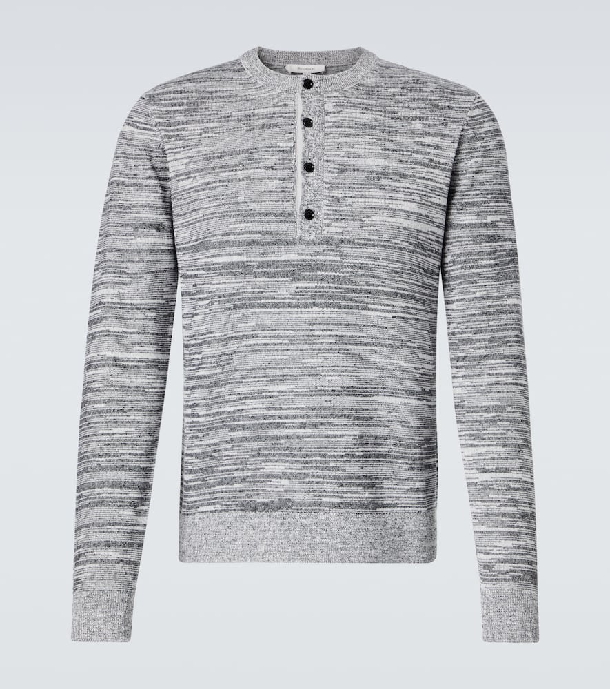 Cotton and linen-blend Henley shirt