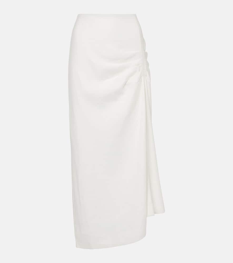 Dorian ruched linen-blend maxi skirt