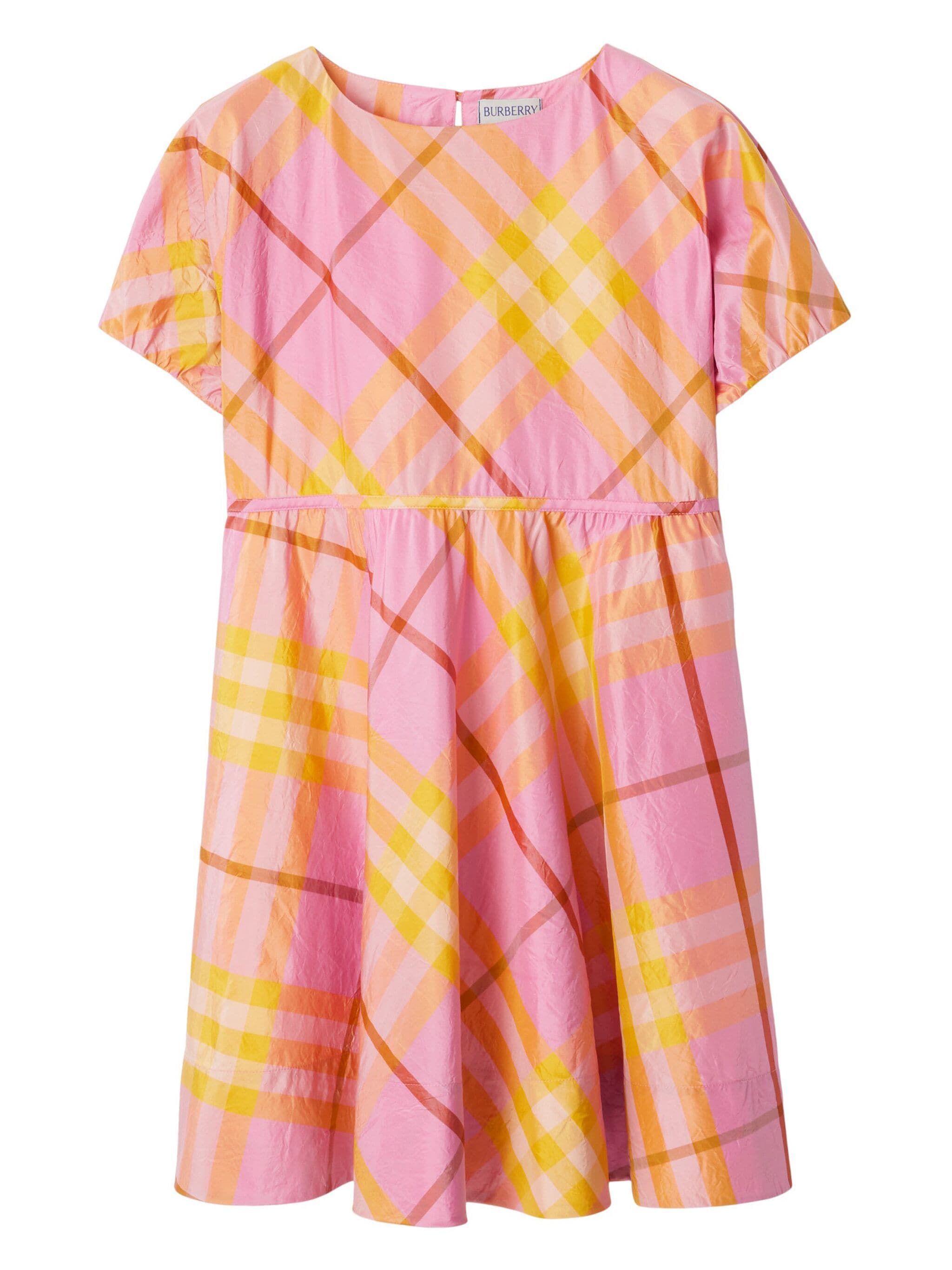 Mini Short-Sleeved Silk Taffeta Dress with Ruched Finish