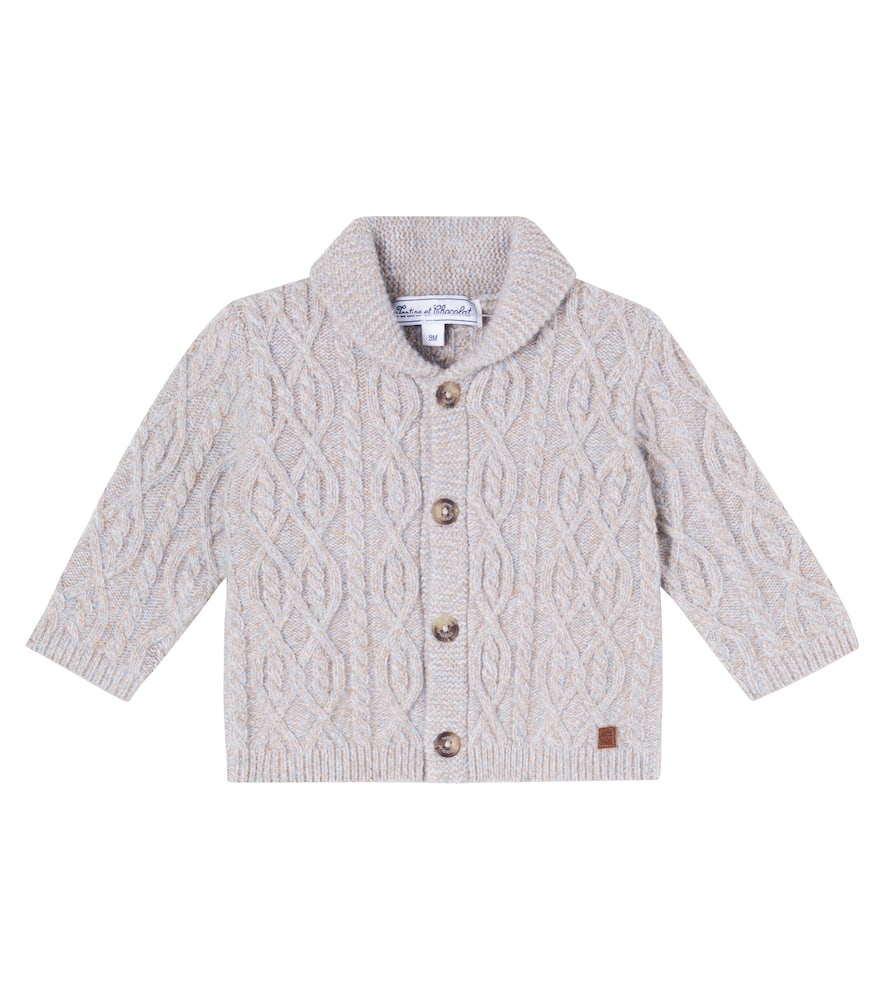 Baby cable-knit wool cardigan