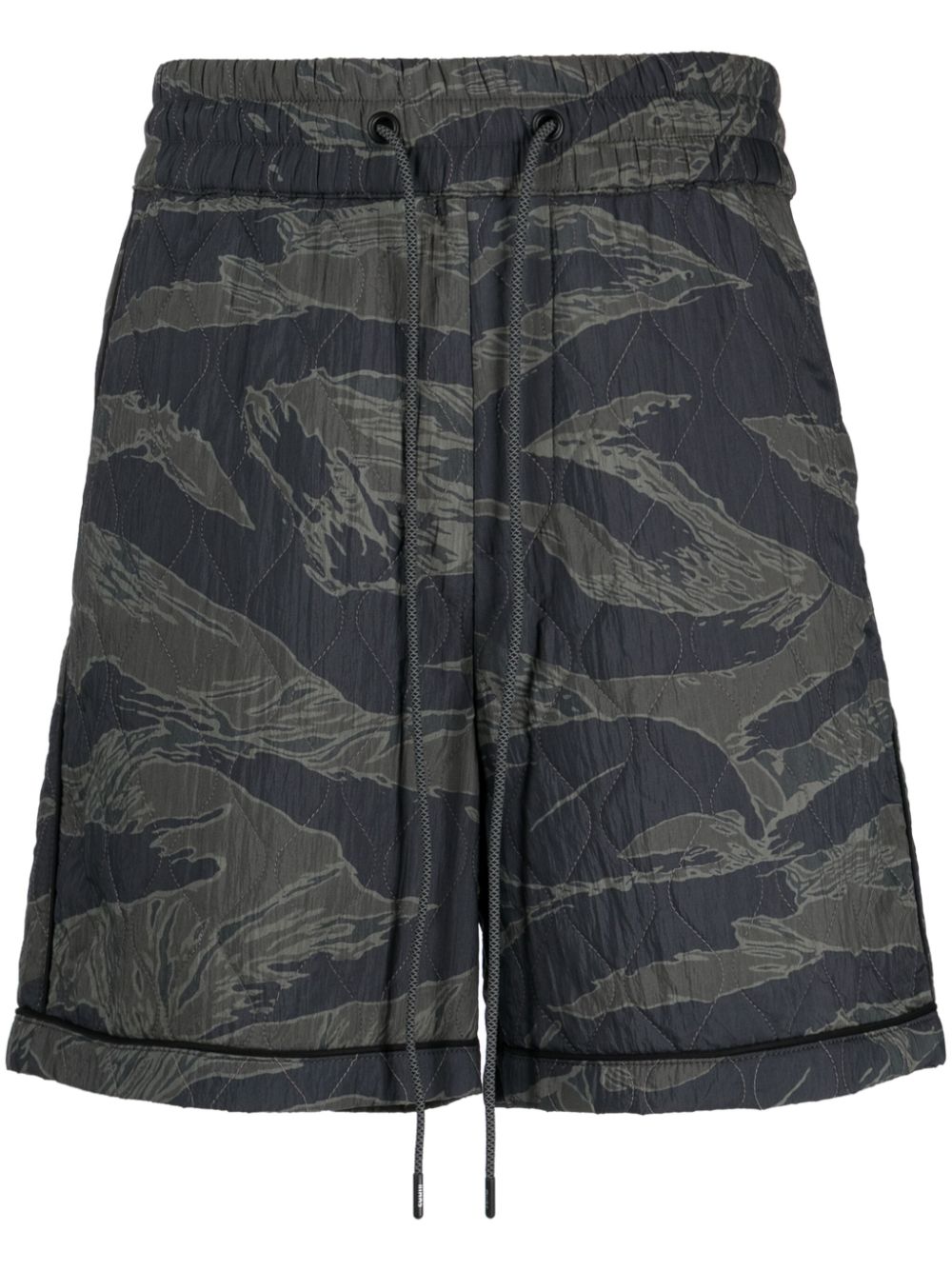 Quilted camouflage track shorts - Green