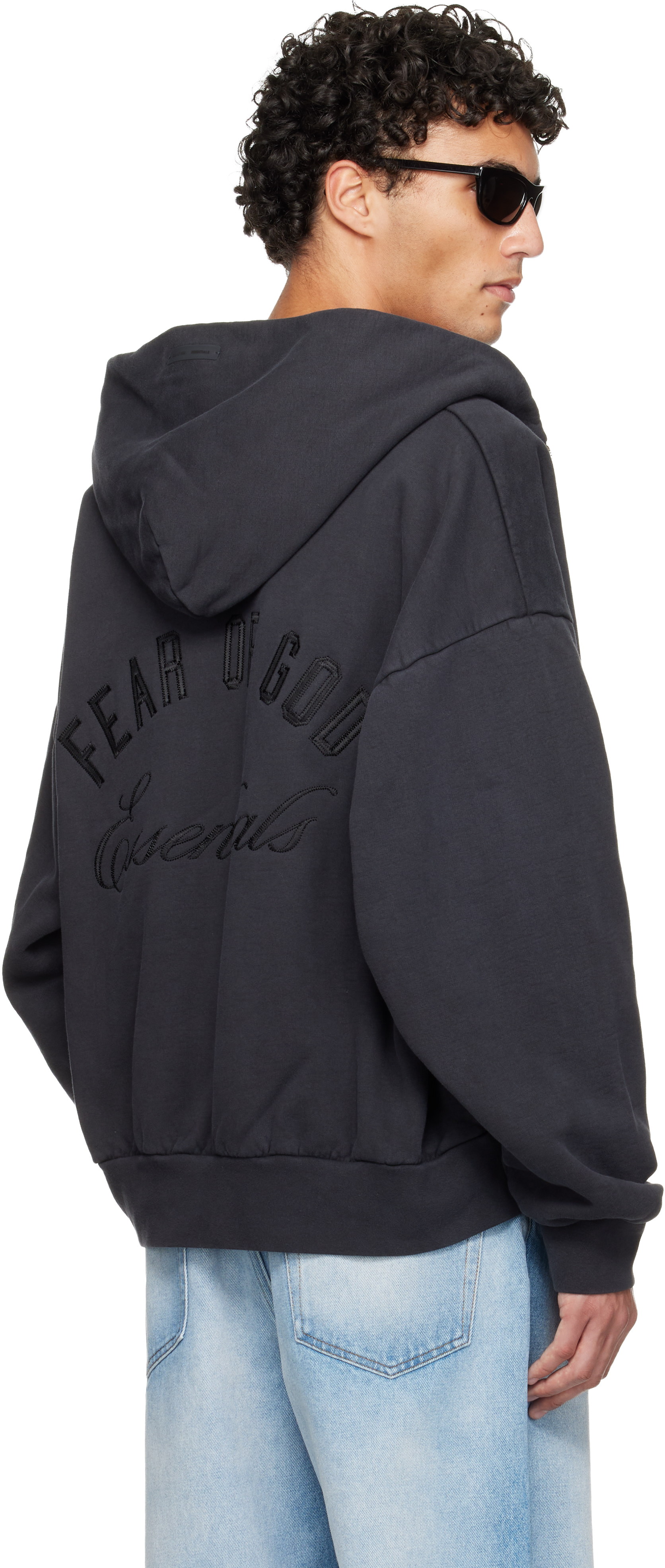 Black Holiday Embroidered Classic Full Zip Hoodie