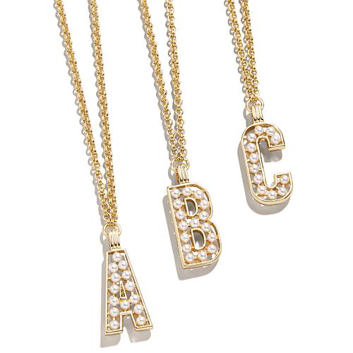 "20"" Goldtone Simulated Pearl Initial Drop Necklace