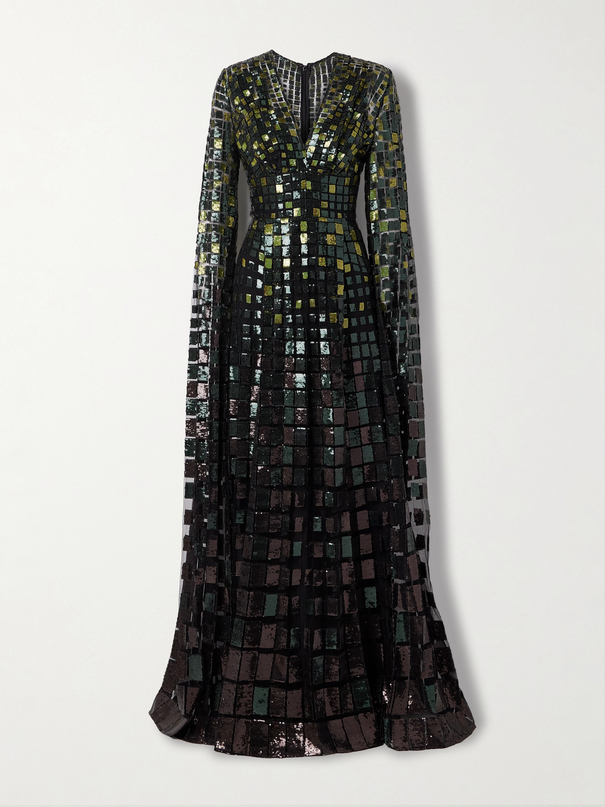 Sequined Tulle Gown - Green