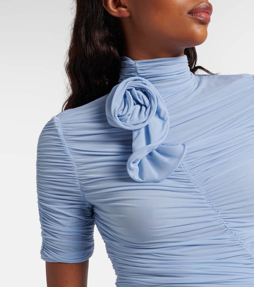 Floral-appliqué ruched top