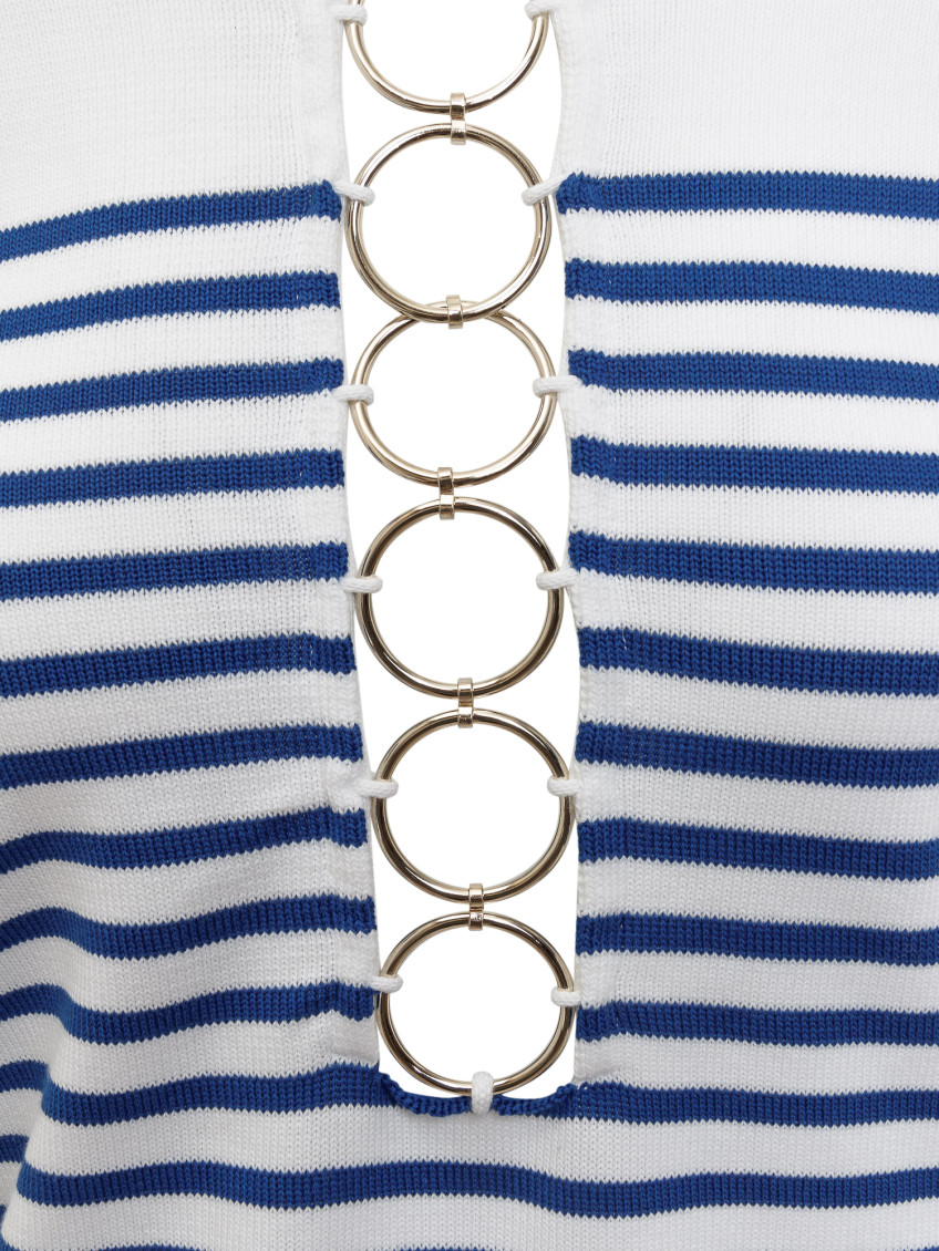 White Stripes Boat Neck Sweater