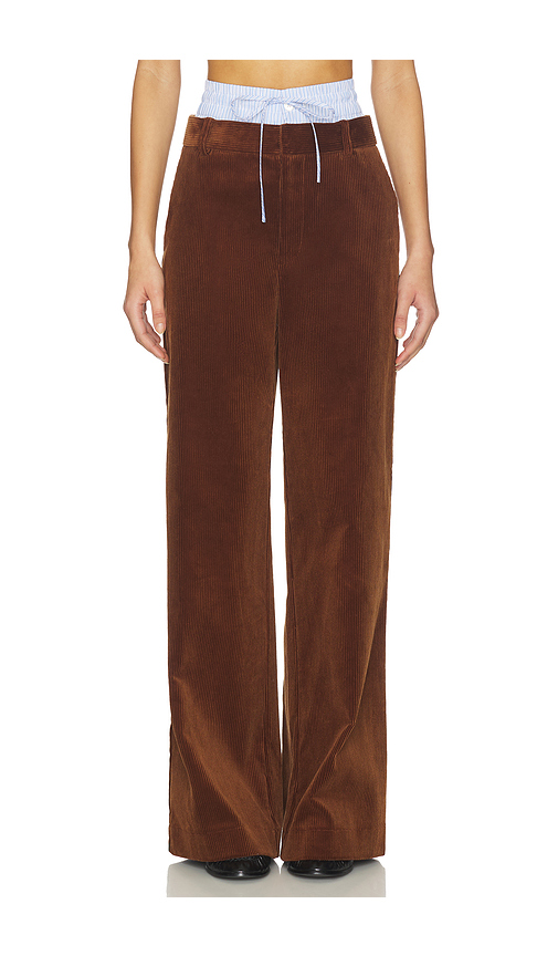 Monse Double Waistband Pant in Brown. 0 also