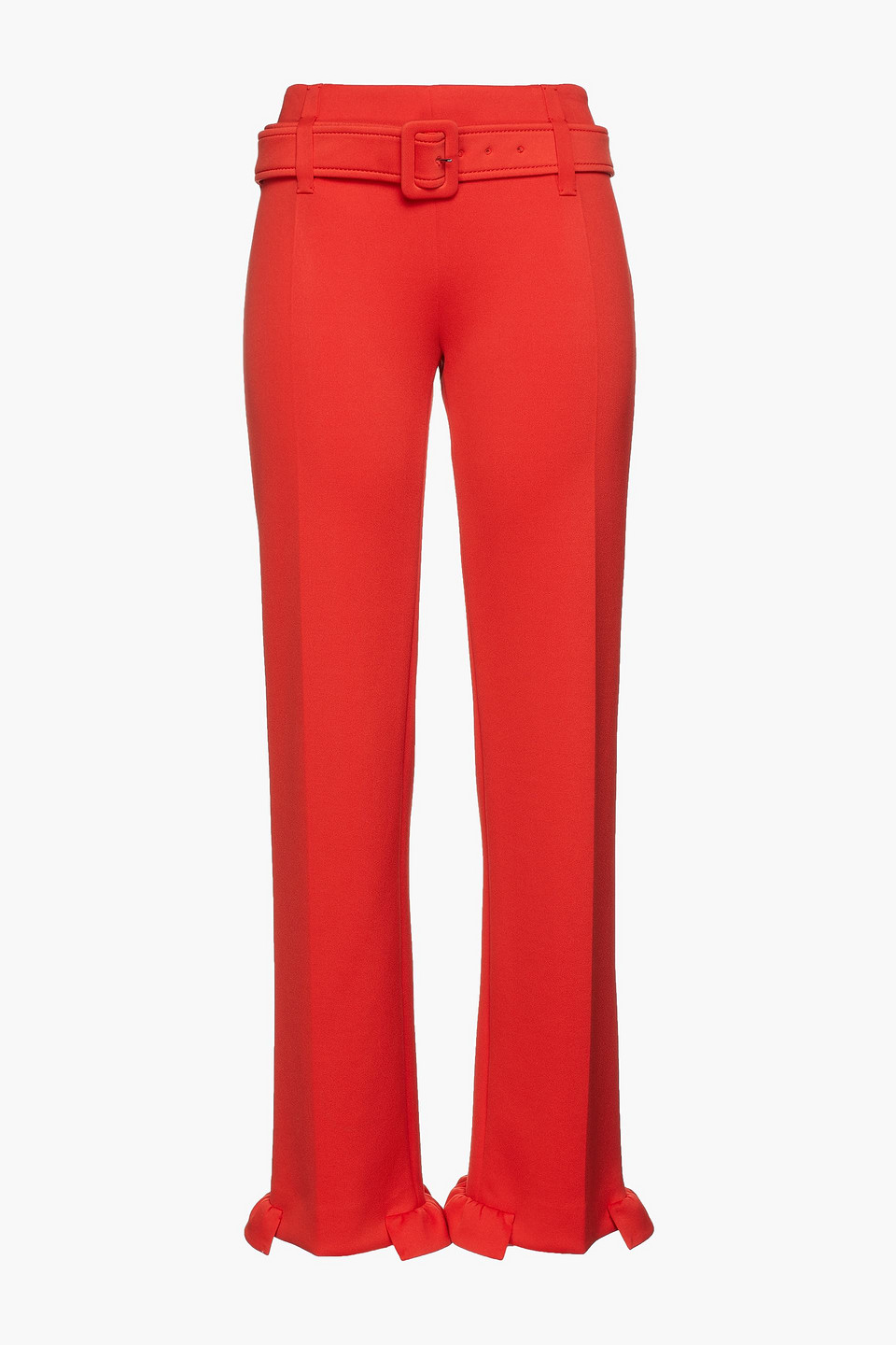 Ruffle-trimmed stretch-jersey straight-leg pants - Orange - IT 38