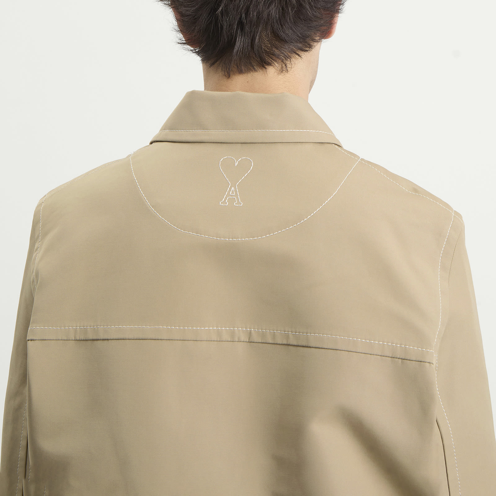Men's Zipped Jacket in Beige Taupe
