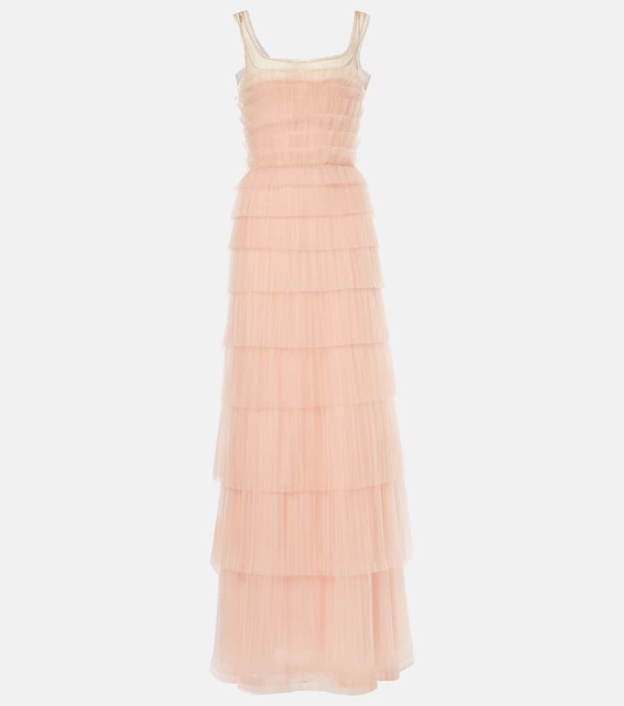 Kali embellished plissé tiered gown