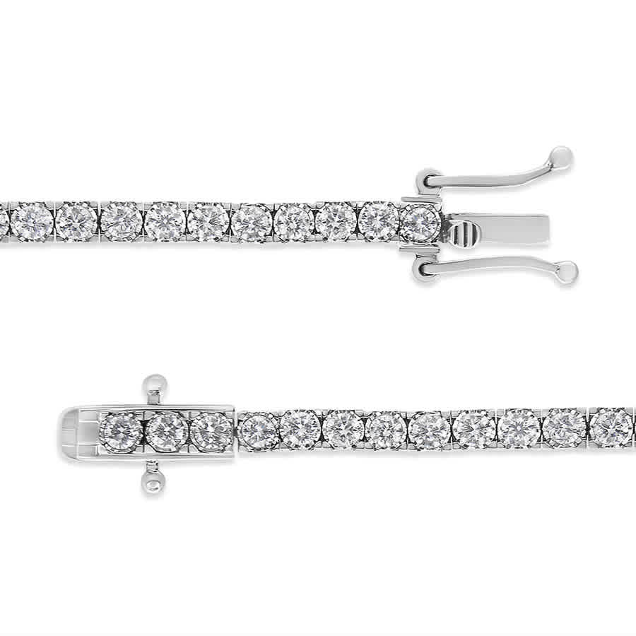 14K White Gold 3.0 Cttw Miracle Set Round-Cut Lab Grown Diamond Illusion 7'' Tennis Bracelet 