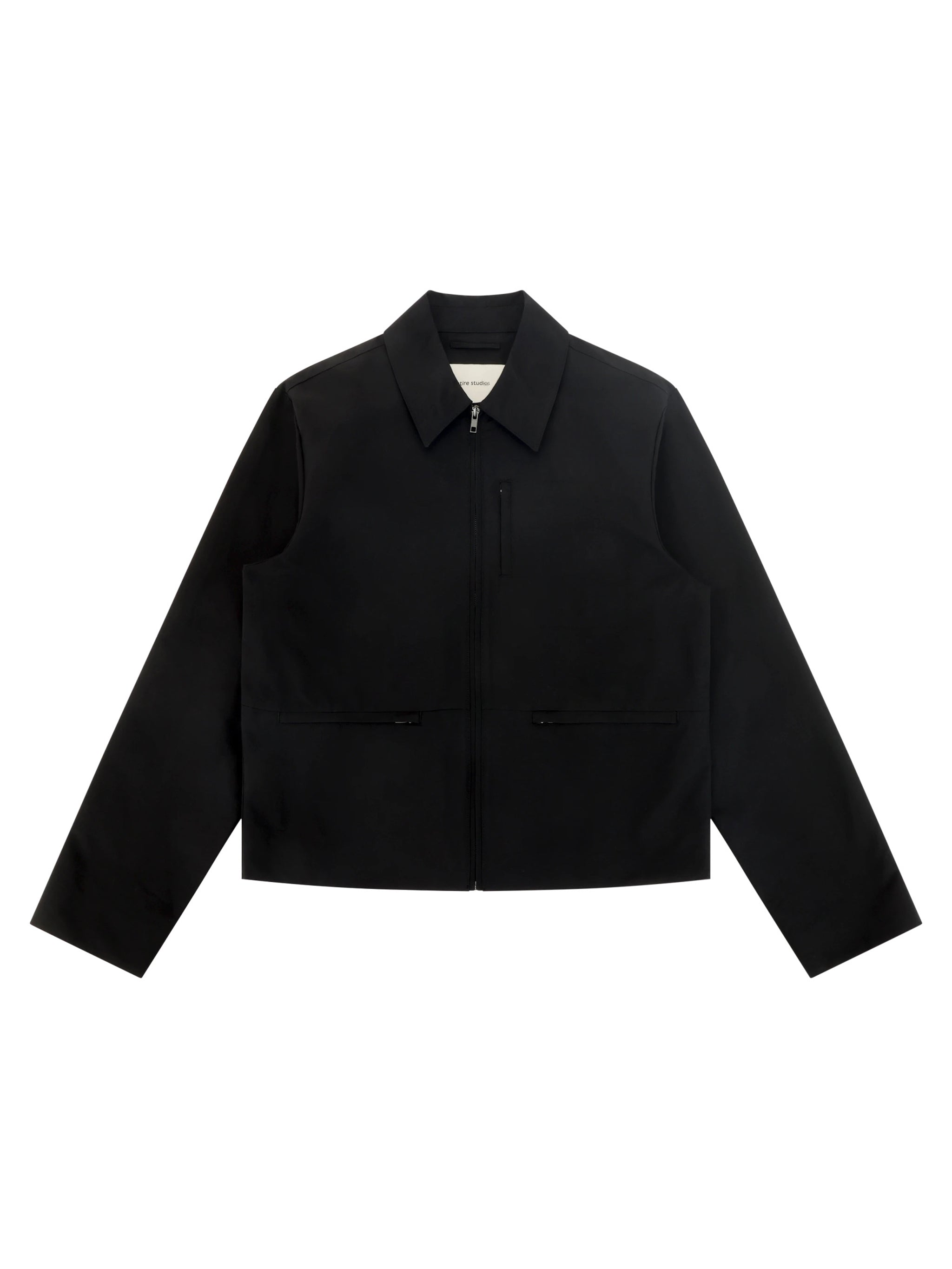 Men's Front-Zip Cotton-Nylon Jacket with Chest Pocket and Slit Pockets
